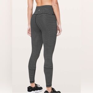 Lululemon 🍋 Wunder Under 25” Leggings, Black & White Striped, Women’s Size 10